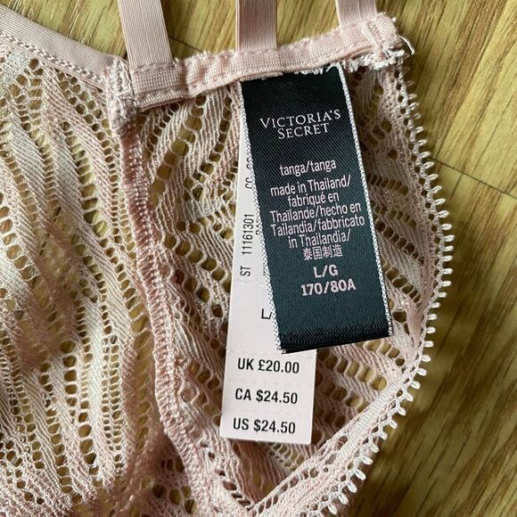 Victoria's Secret Lace Tanga Underwear with Ladder Detail Pink Large - Picture 3 of 5